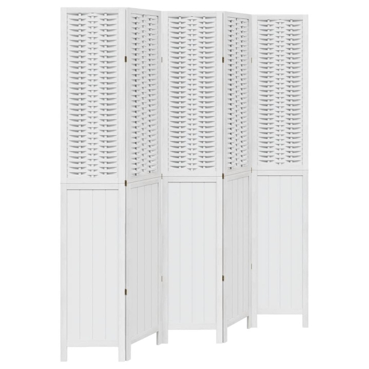 VidaXL 5 paneles fehér tömör császárfa térelválasztó 13.7 kg 358728