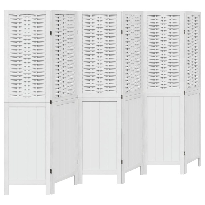 vidaXL 6 paneles fehér tömör császárfa térelválasztó 358729