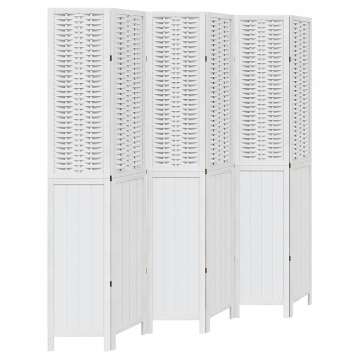 VidaXL 6 paneles fehér tömör császárfa térelválasztó 16.4 kg 358732