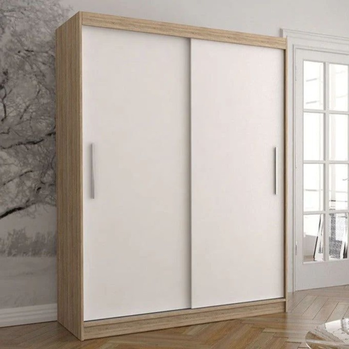Dressing Alex, Stejar Sonoma+Alb, 180x60x200 cm, Pal 18 mm