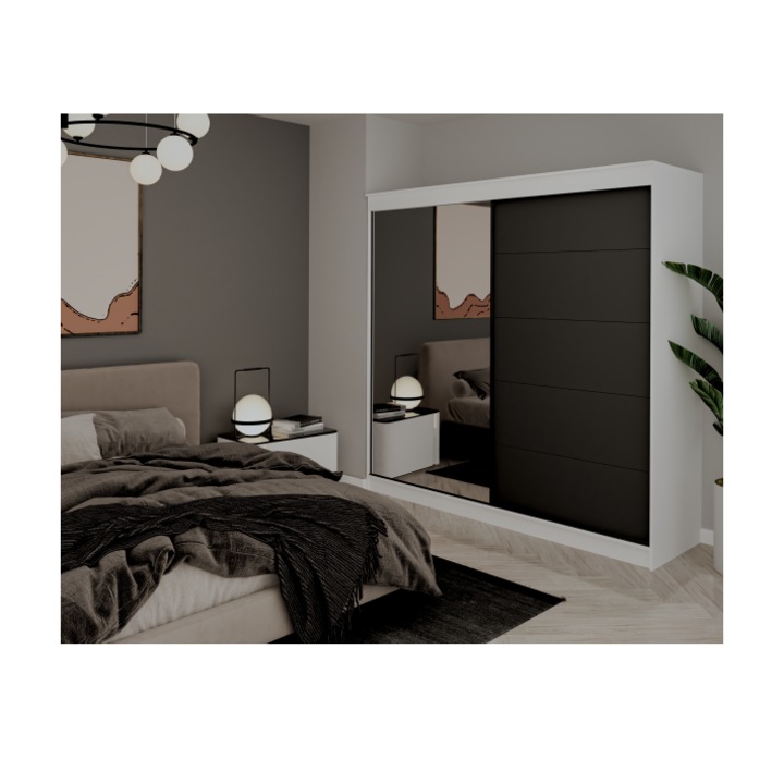 Dulap UC MP3, 200x60x200cm, Alb/Antracit