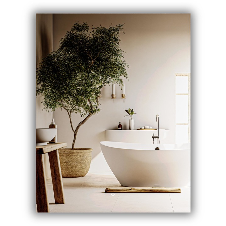 Oglinda pentru baie cu iluminare LED, Home & Decor, Classa A, Sticla, Suspendat, Intrerupator touch, Neutra, Demeter, 50 x 60 cm