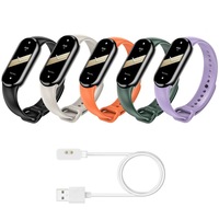 Set 5 curele din silicon, Cablu de incarcare, Compatibil cu Xiaomi Mi Band 8/9/10 NFC, Multicolor