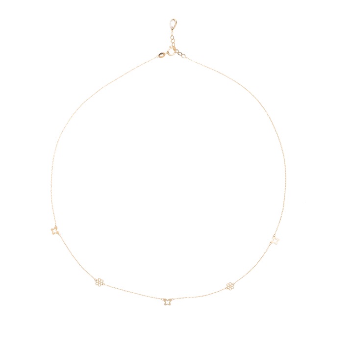 Lant cu pandantive mici din aur galben 14K