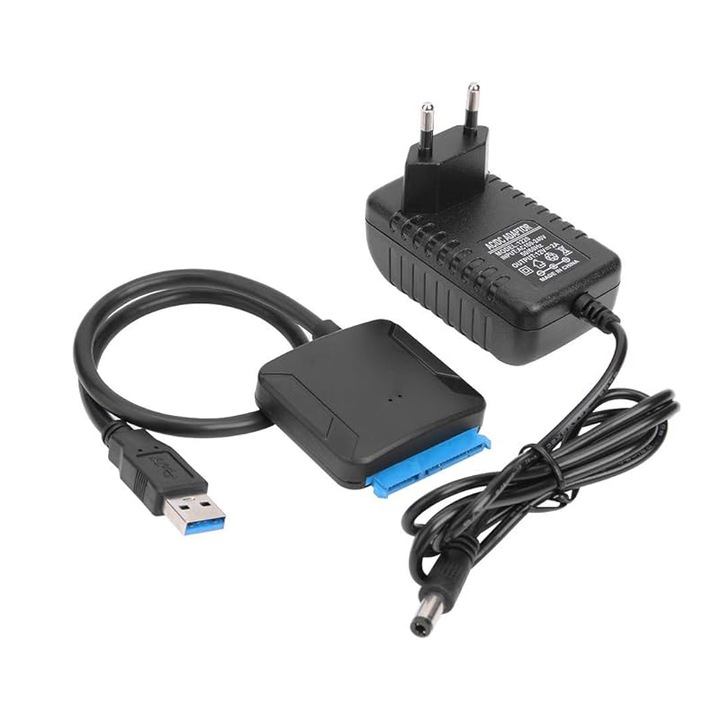 Cablu adaptor USB 3.0 SATA III, Rqiurpn, 5 Gbps, Converter 2.5/3.5 inch, Negru