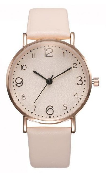 Ceas de Dama, Model Reloj, Piele, Alb/Auriu