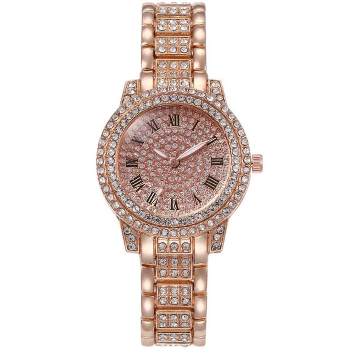 Ceas Luxury Crystal pentru Femei, Stainless-Steel, Rose-Gold