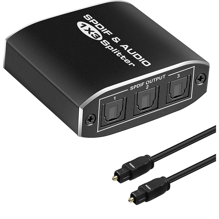 Splitter Audio Toslink SPDIF egyirányú, Suport 4K si 3D