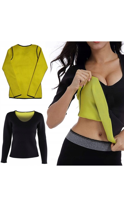Női neoprén fitness hosszú ujjú póló, XXL méret, fekete