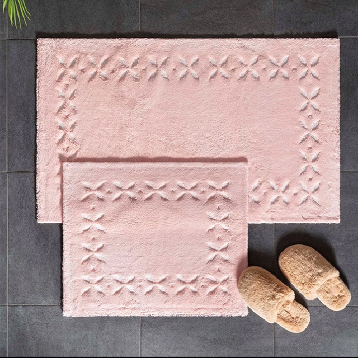 Комплект от 2 постелки за баня, TAC, Glamm Pink, 50x60 см и 60x100, памук