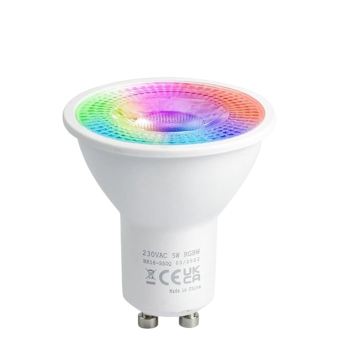 4db színváltós LED izzó készlet, 6W, állítható intenzitású, színes RGB, meleg fehér 3000K, 5 mód, beépített memória távirányítóval, 35W-50W-nak megfelelő