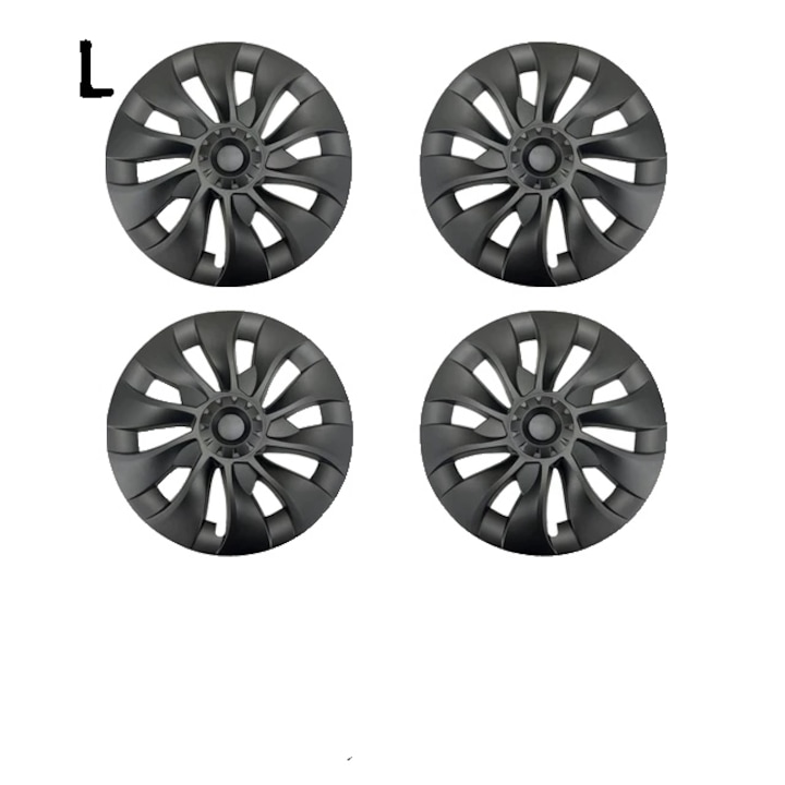 Капачки за джанти Tesla Model 3, Комплект 4 части, ABS, Matte Black, 18 цола