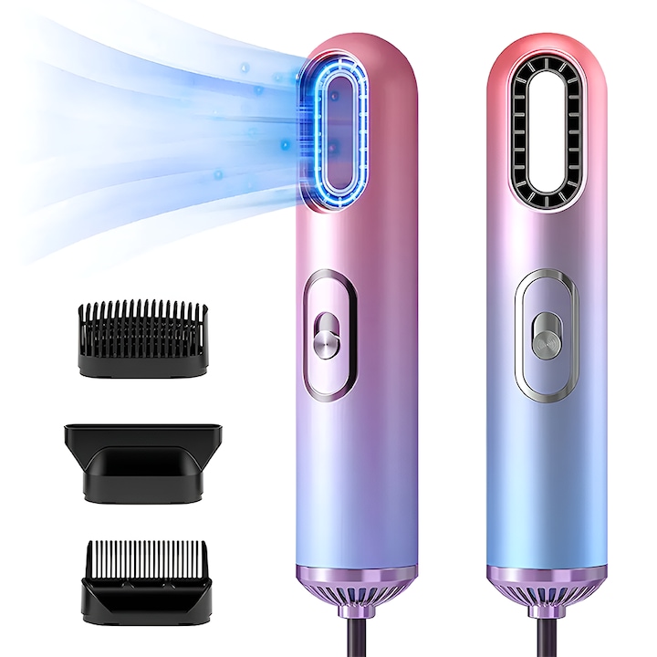Uscator Profesional de Par 3 in 1 Teno®, aparat multifunctional coafare si uscare, 3 accesorii incluse, 1200W, multicolor pastel