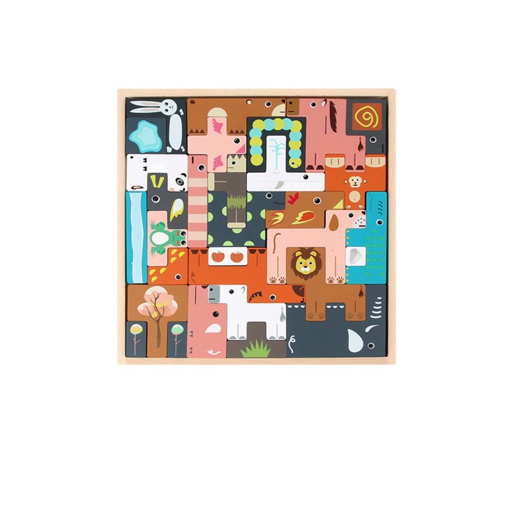 Детски пъзел, Дърво, 31 части, Многоцветен