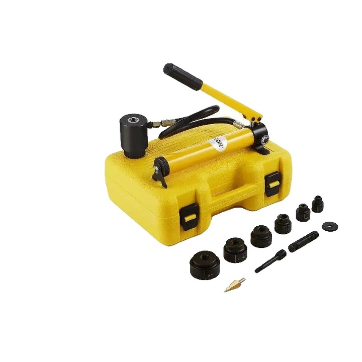 Set scule profesionale pentru perforat, 6 matrite, 10T, 35x6.5cm, multicolor