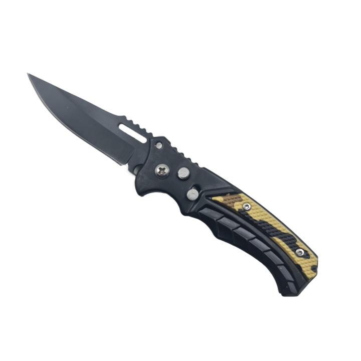 Briceag Deschidere a Lamei pe Buton, Sistem Prindere Curea, Model Scorpion, 16 cm, Negru, Dalimag