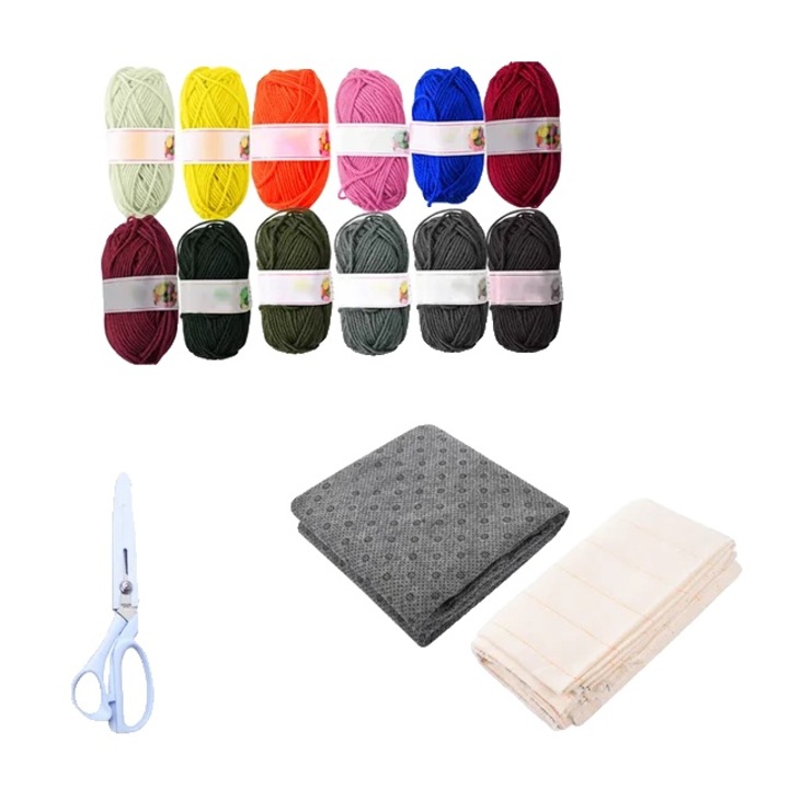 Set de fire, 12 culori, acrilic, 50m/ghem, multicolor, cu sac de depozitare