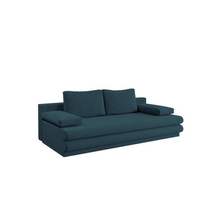 Canapea Sensi, extensibila, cu lada depozitare, stofa, 190 x 102 x 85 cm, Turcoaz