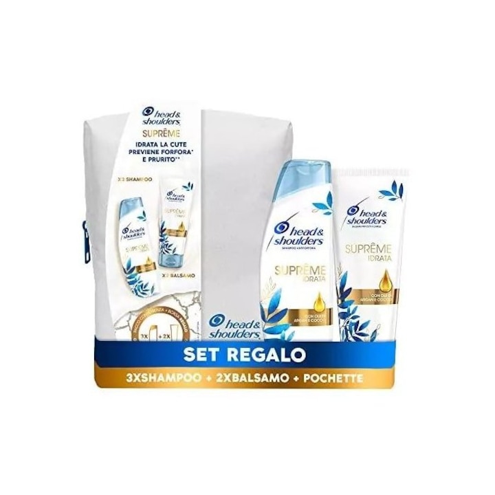 Set Cadou Head&Shoulders Suprem Idrata, Sampon, 3 x 225 ml, Balsam 2 x 220 ml