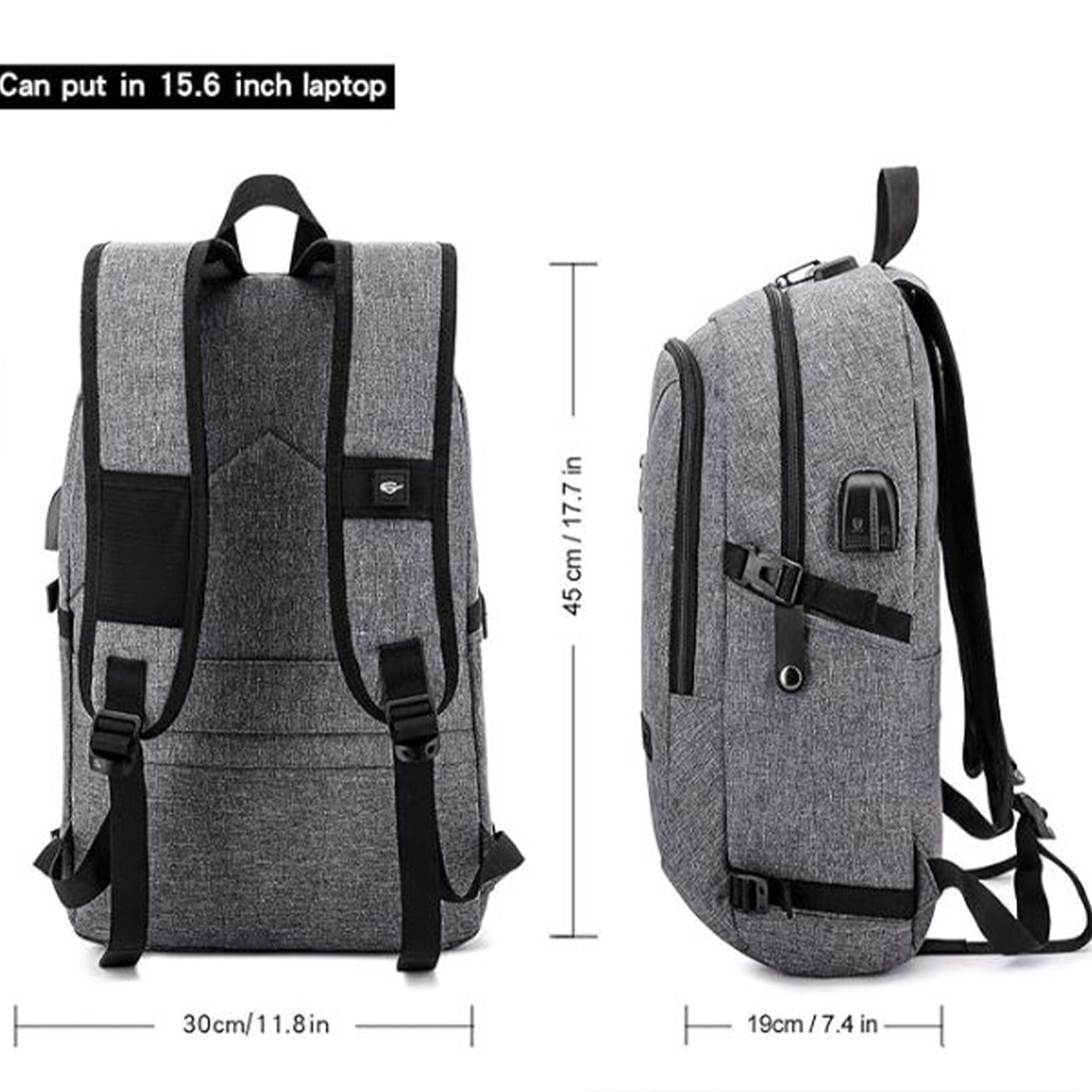 Rucsac Pentru Laptop Antifurt Multifunctional, Joystos, 45x30x19 cm, Gri