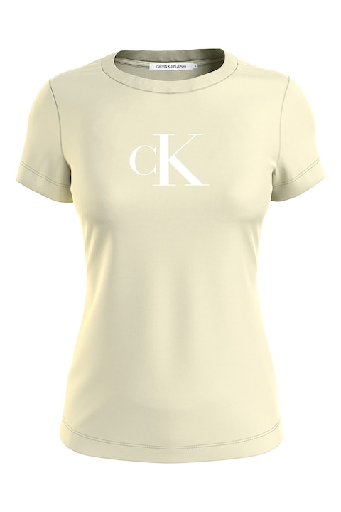 CALVIN KLEIN JEANS, Tricou slim fit cu imprimeu logo, Kaki
