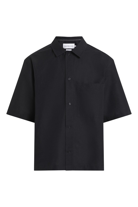 CALVIN KLEIN JEANS, Camasa cu maneci scurte si buzunar pe piept, Negru, M