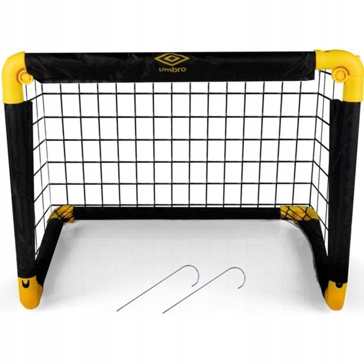Mini poarta de fotbal pentru copii, UMBRO, cu plasa, 55x44x44 cm, negru/galben