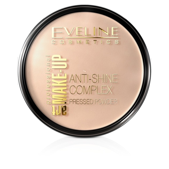 Eveline Make-Up Art Anti-Shine Complex Pressed Powder púder az egységes és világosabb arcbőrre 31 Transparent 14 g