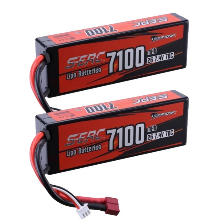 Комплект от 2 LiPo батерии, 7100mAh, 7.4V, 70C, 139x25.1x47mm, T конектор, многоцветни