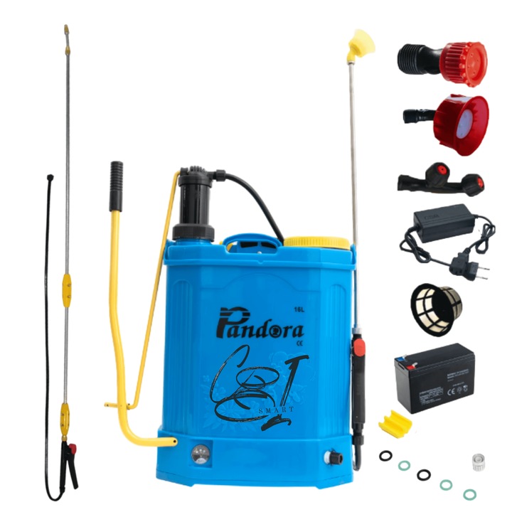 Pachet Pompa stropit electrica + Manuala ( 2 in 1 ) si tija telescopica 3m, capacitate 16 Litr, i 5.5 Bar, Pandora, Model nou + regulator presiune, Vermorel electric cu baterie COBI SMART®