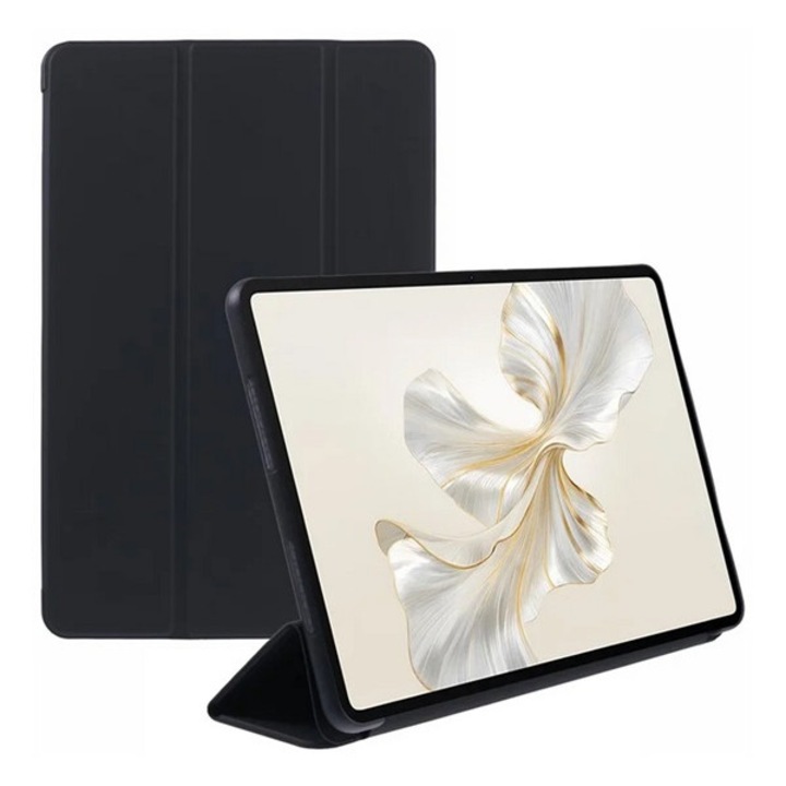 Gigapack tabletvédő álló, bőr hatású, flip, oldalra nyíló, trifold, asztali tartó, fekete, kompatibilis: Honor Pad 9