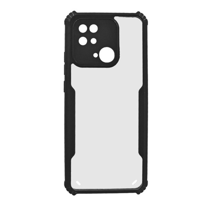 Gigapack szilikon mobiltelefon tok, ütésállóság, légpárnás sarok, akril hátlap, kameravédő, fekete, kompatibilis: Xiaomi Redmi 10C