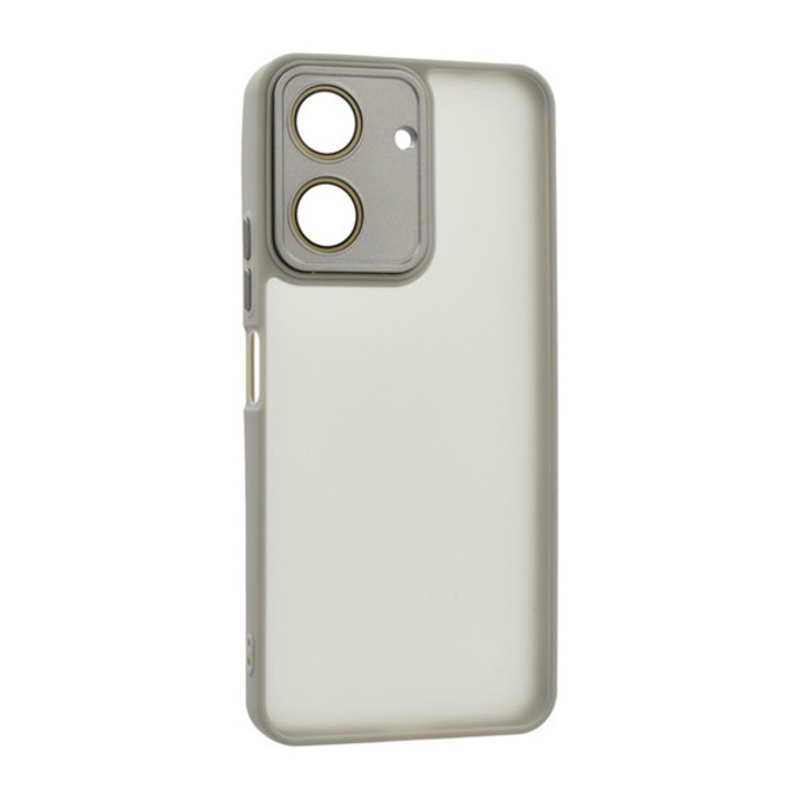 Gigapack szilikon mobiltelefon tok, ütésállóság, akril hátlap, kameravédő, világosszürke, kompatibilis: Xiaomi Poco C65 / Redmi 13C 4G
