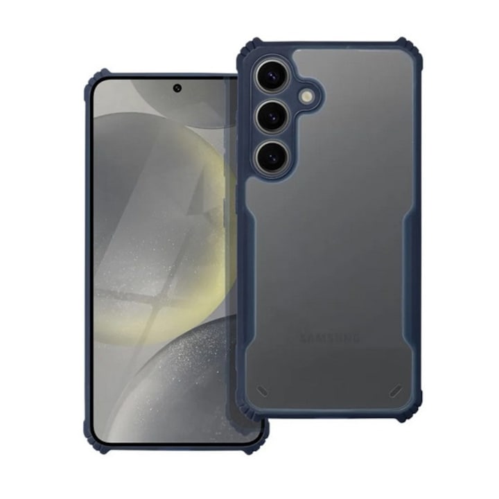 Gigapack szilikon mobiltelefon tok, ütésállóság, légpárnás sarok, akril hátlap, kameravédő, sötétkék, kompatibilis: Samsung Galaxy S23 FE, SM-S711