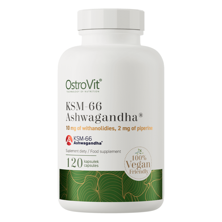 Хранителна добавка OstroVit KSM-66 Ashwagandha 200 mg / Vege Caps, 120 капсули