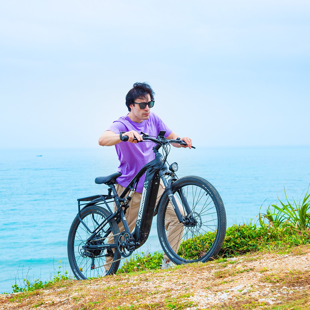 Електрически планински велосипед с пълно окачване, E-Bike Shengmilo S26 ...