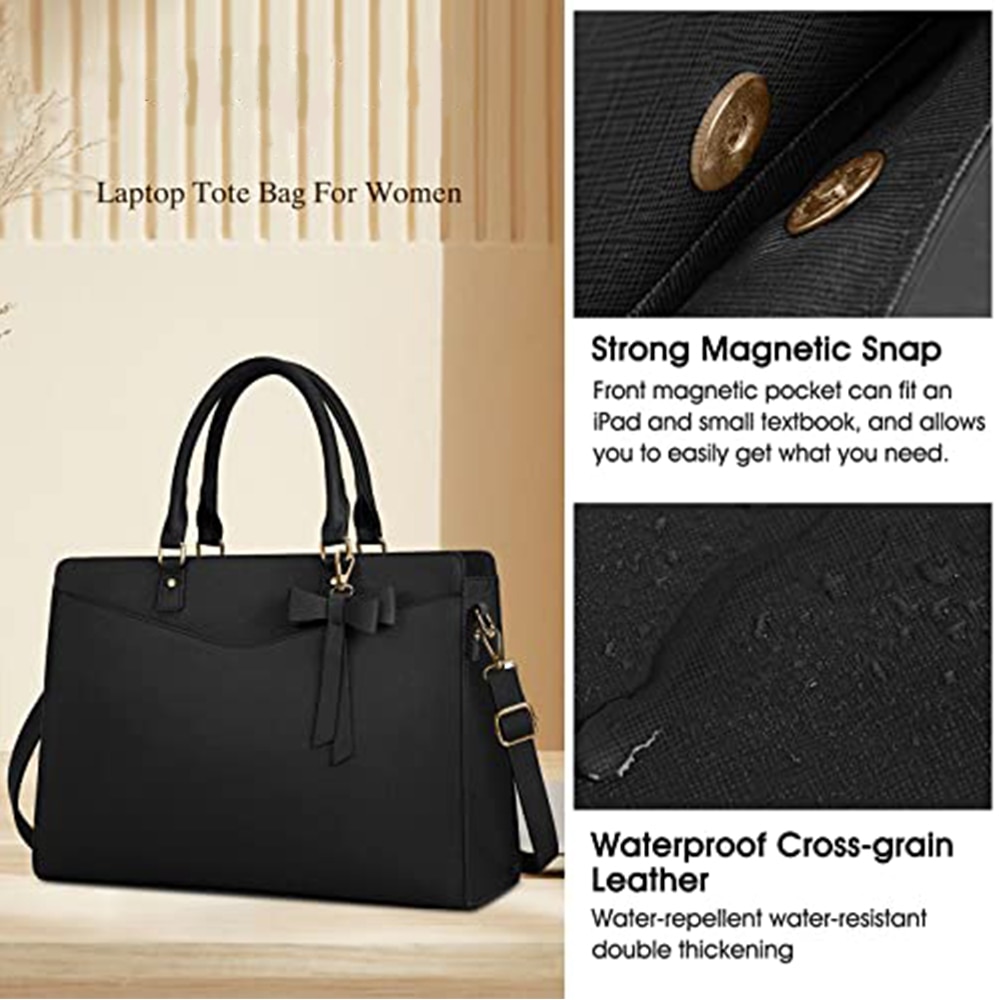 Geanta pentru laptop, Dollcini, Piele, Negru