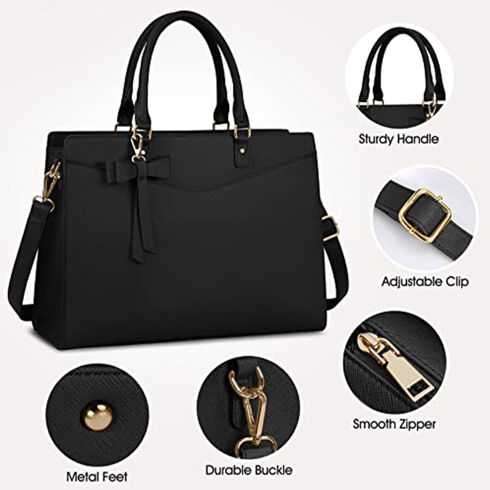 Geanta pentru laptop, Dollcini, Piele, Negru