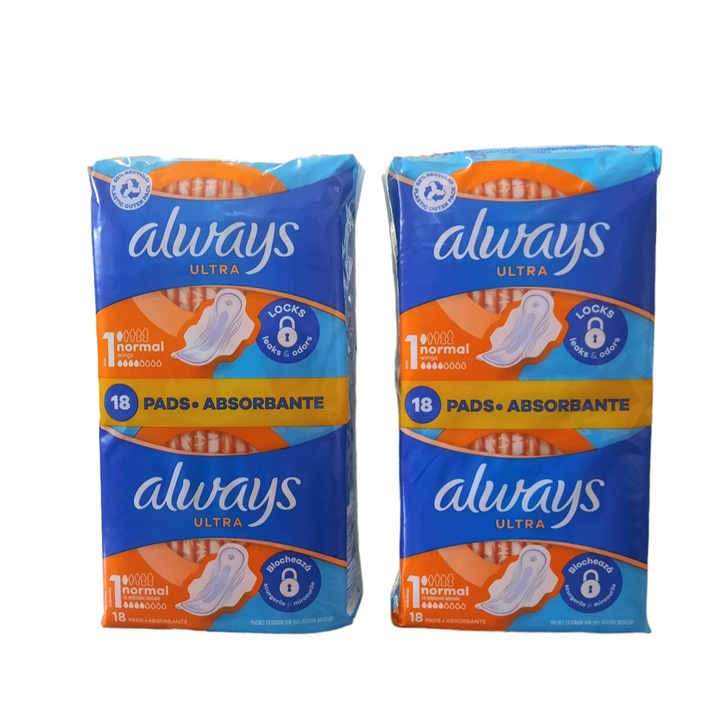 Дамски превръзки Always Ultra Normal, 2 кутии x 18 части