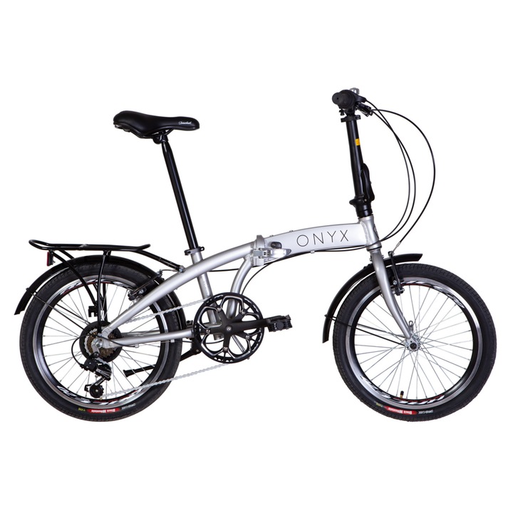Bicicleta pliabila Onyx 20", Aluminiu, 130-180 cm, 7 viteze, Alb/Gri