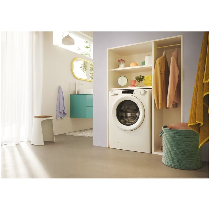 Masina de spalat rufe cu uscator Candy Smart Pro COW4854TWM6/1-S, Spalare 8 kg / Uscare 5 kg, 1400 rpm, Clasa A, Motor Inverter, Quick & Clean, WiFi/ hOn app, Alb
