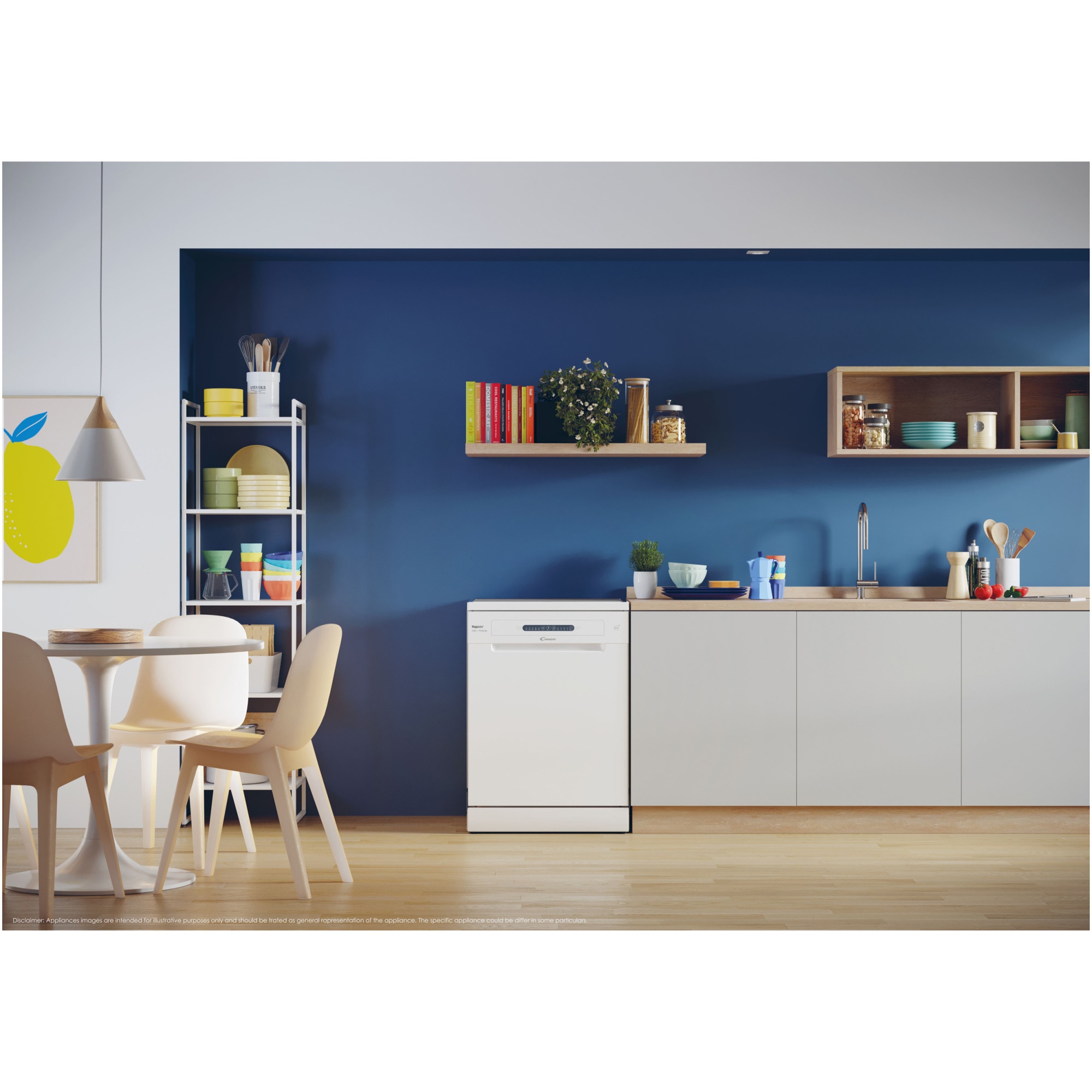 Masina de spalat vase Candy Rapido CF 3E9E0W, 13 seturi, 5 programe, Clasa E, Motor Inverter, Rapid 49’, Maxi Tub, 60 cm, Alb