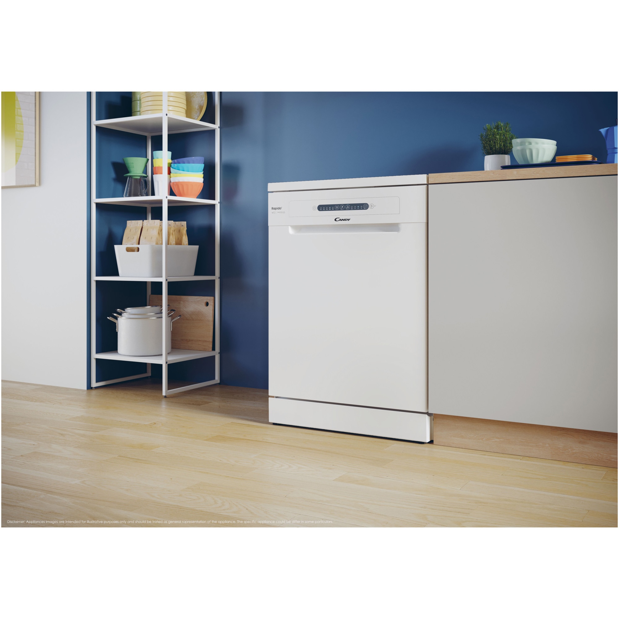 Masina de spalat vase Candy Rapido CF 3E9E0W, 13 seturi, 5 programe, Clasa E, Motor Inverter, Rapid 49’, Maxi Tub, 60 cm, Alb