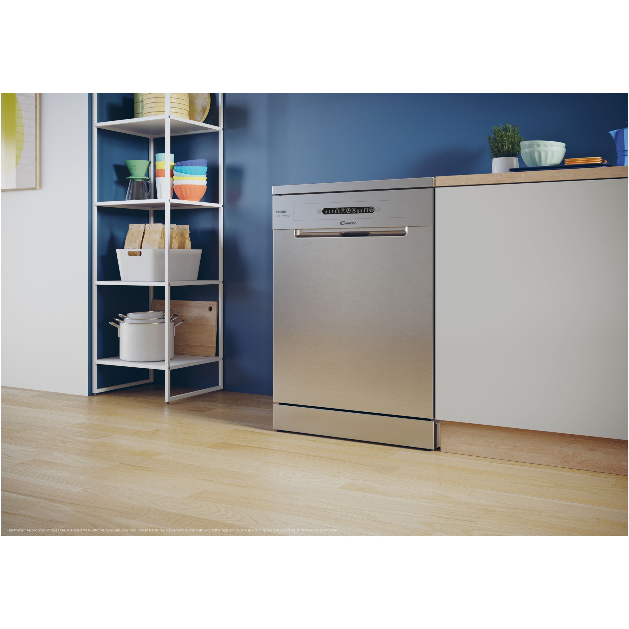 Masina de spalat vase Candy Rapido CF 3E9E0X, 13 seturi, 5 programe, Clasa E, Motor Inverter, Rapid 49’, Maxi Tub, 60 cm, Inox