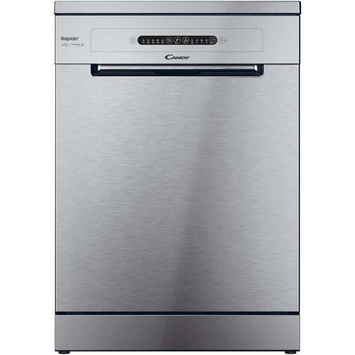 Candy Rapido CF 3E9E0, Mosogatógép, 13 szett, 5 program, E energiaosztály, Inverter motor, Rapid 49', Maxi Tub, 60 cm, Rozsdamentes acél
