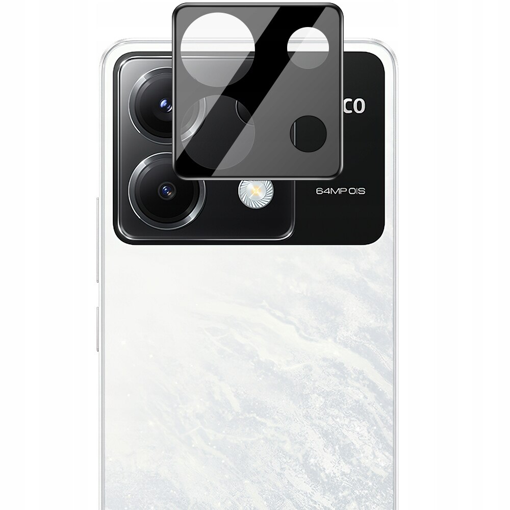 Set 2 folii de protectie ecran/camera pentru Xiaomi Poco X6/Redmi Note 13 Pro 5G, Bizon, Sticla, Transparent/Negru