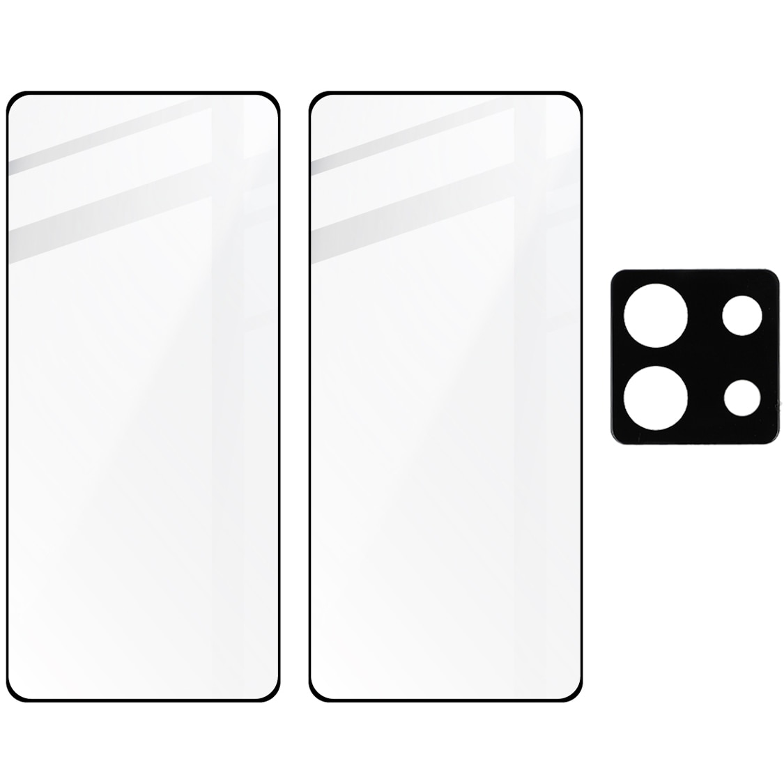 Set 2 folii de protectie ecran/camera pentru Xiaomi Poco X6/Redmi Note 13 Pro 5G, Bizon, Sticla, Transparent/Negru