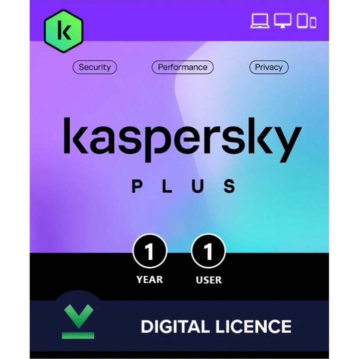 Antivirus Kaspersky PLUS 1 Dispozitiv, 1 an, Licenta Electronica
