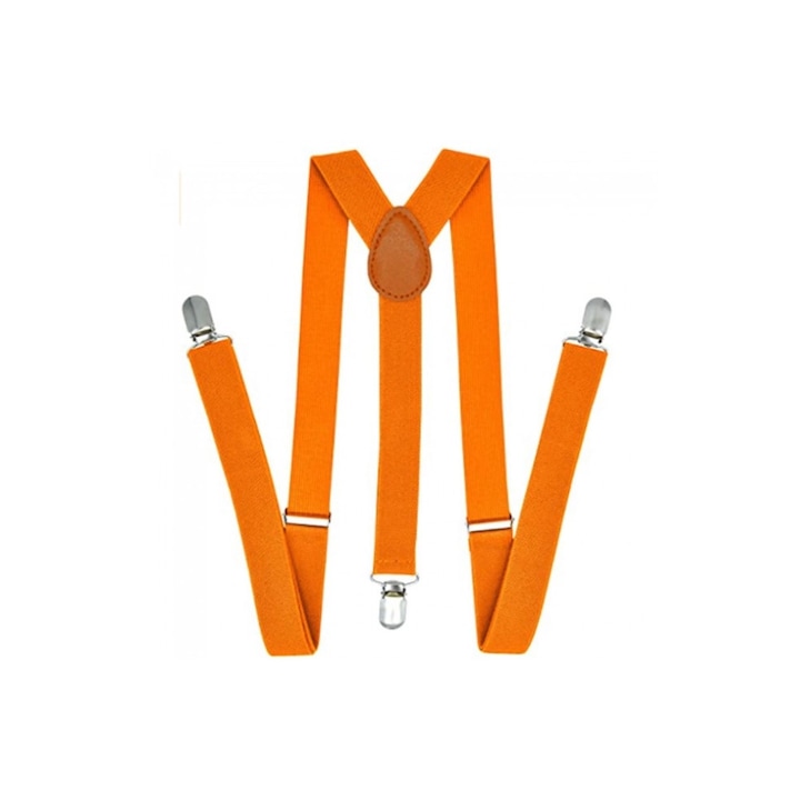 Тиранти унисекс, метални закопчалки, 2,5 см, неоново оранжев