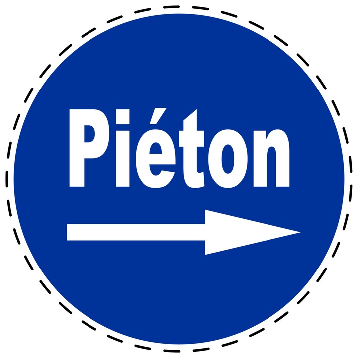 Sticker Indicator Autoadeziv de Obligativitate - Sageata Pietoni la Dreapta 5 cm